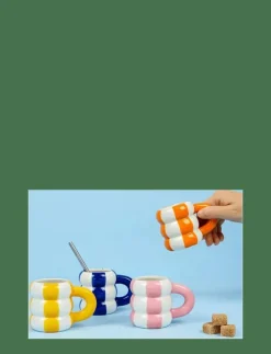 Balvi Set 4 Kaffekoppar i keramik Floats, blandade färger - Kaffekoppar MULTICOLORED Clearance