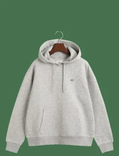 GANT SHIELD HOODIE - Huvtröjor LIGHT GREY MELANGE Online