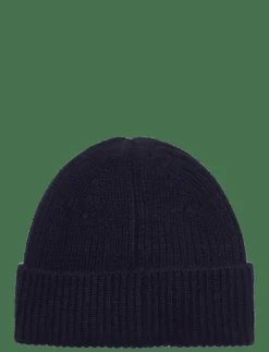 Davida Cashmere Short Rib Fold Cap - Mössor NAVY Discount