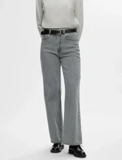 SLFALICE HW WID LONG ELOISE GRE JEA NOOS - Vida byxor|Selected Outlet