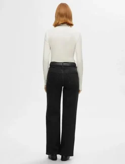 SLFALICE HW WIDE LONG BLACK JEANS NOOS - Vida byxor|Selected Sale