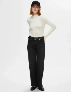 SLFALICE HW WIDE LONG BLACK JEANS NOOS - Vida byxor|Selected Sale