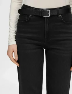 SLFALICE HW WIDE LONG BLACK JEANS NOOS - Vida byxor|Selected Sale