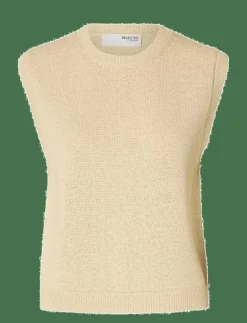 Selected SLFALMA SL KNIT VEST - Stickade västar BIRCH Outlet