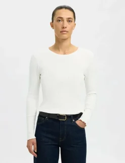 SLFANNA LS CREW NECK TEE S NOOS - Långärmade toppar|Selected Discount