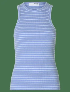 Selected SLFANNA O-NECK STRIPED TANK TOP NOOS - Linnen CORNFLOWER BLUE Discount