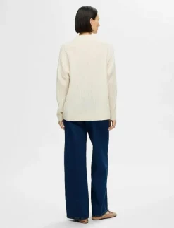 Selected SLFMALINE LS KNIT HIGH NECK NOOS - Stickat BIRCH Discount