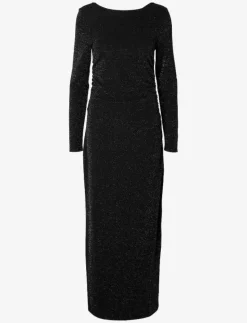 Selected SLFMARWA LS DEEP REVERSIBLE ANKLE DRESS - Maxiklänningar BLACK Best