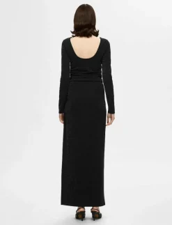 Selected SLFMARWA LS DEEP REVERSIBLE ANKLE DRESS - Maxiklänningar BLACK Best