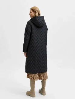 Selected SLFNORA QUILTED COAT - Quiltade jackor BLACK Clearance