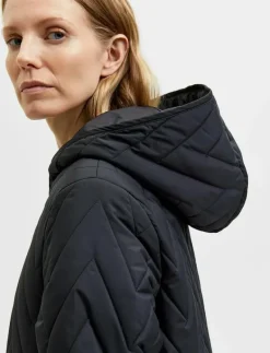 Selected SLFNORA QUILTED COAT - Quiltade jackor BLACK Clearance