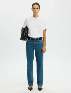 Selected SLFRELAX COLWOMAN SS MOCK NECK TEE NOOS - T-shirts BRIGHT WHITE Best