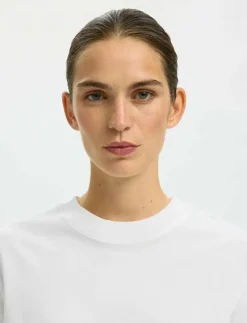 Selected SLFRELAX COLWOMAN SS MOCK NECK TEE NOOS - T-shirts BRIGHT WHITE Best