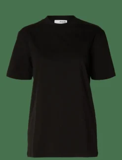 Selected SLFRELAX COLWOMAN SS MOCK NECK TEE NOOS - T-shirts BLACK Hot