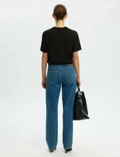 Selected SLFRELAX COLWOMAN SS MOCK NECK TEE NOOS - T-shirts BLACK Hot