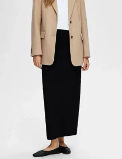 Selected SLFSHELLY MW ANKLE SKIRT NOOS - Maxikjolar BLACK Best