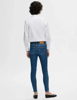 Selected SLFSOPHIA MW SKINNY DARK BLU JEAN U NOOS - Skinny Jeans DARK BLUE DENIM Best