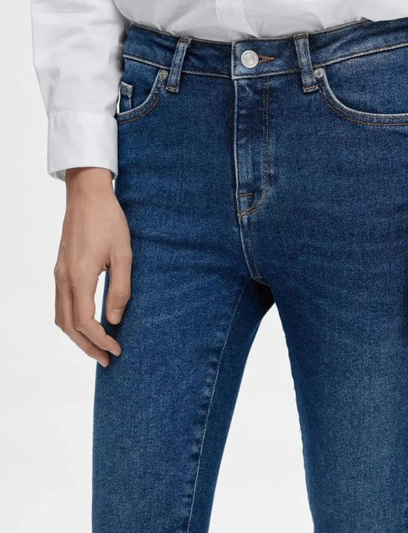 Selected SLFSOPHIA MW SKINNY DARK BLU JEAN U NOOS - Skinny Jeans DARK BLUE DENIM Best