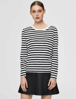 Selected SLFSTANDARD LS TEE STR NOOS - Långärmade toppar BLACK Discount