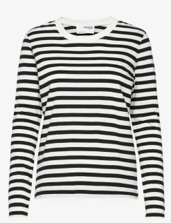 Selected SLFSTANDARD LS TEE STR NOOS - Långärmade toppar BLACK Discount