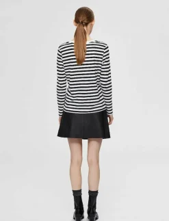 Selected SLFSTANDARD LS TEE STR NOOS - Långärmade toppar BLACK Discount