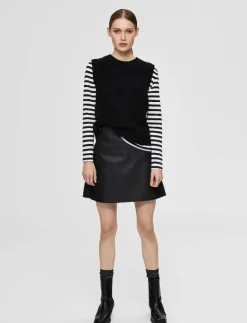 Selected SLFSTANDARD LS TEE STR NOOS - Långärmade toppar BLACK Discount