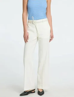 Selected SLFTANIA-RITA MW WIDE PANT NOOS - Linnebyxor BRIGHT WHITE