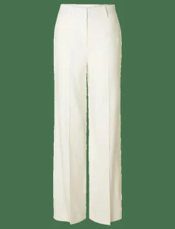 Selected SLFTANIA-RITA MW WIDE PANT NOOS - Linnebyxor BRIGHT WHITE