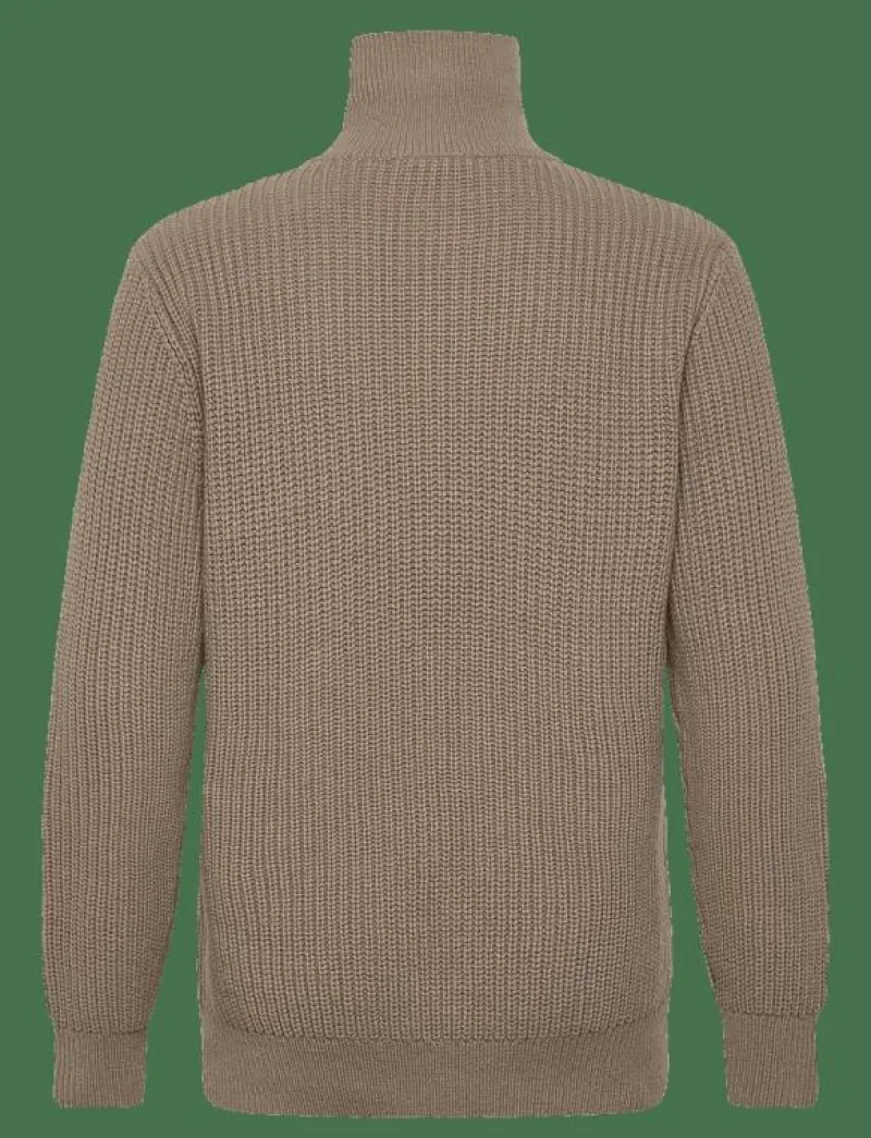 Selected SLHLAND LS KNIT HALF ZIP - Stickat GREIGE Hot