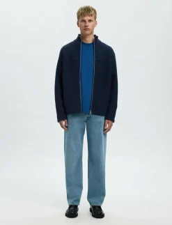 Selected SLHNEALY LS KNIT FULL ZIP CARDIGAN - Full Zip tröjor SKY CAPTAIN New
