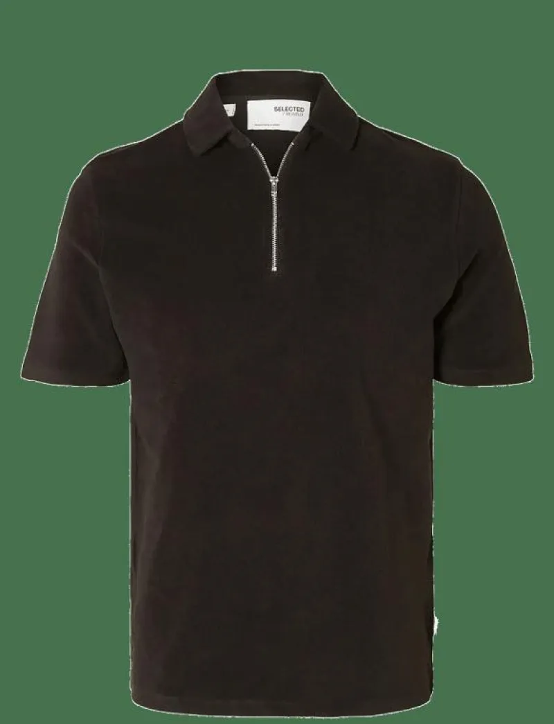SLHRELAX-TERRY SS ZIP POLO EX - Kortärmade pikéer|Selected Best