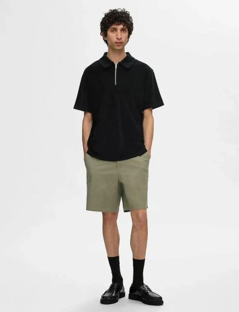 SLHRELAX-TERRY SS ZIP POLO EX - Kortärmade pikéer|Selected Best