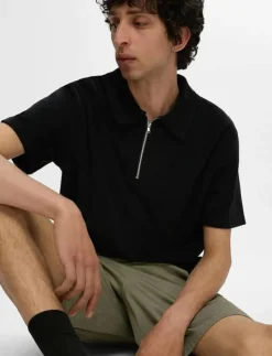 SLHRELAX-TERRY SS ZIP POLO EX - Kortärmade pikéer|Selected Best