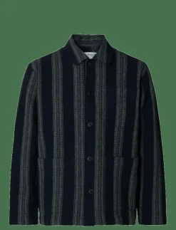 Selected SLHTONY WAFFLE STRIPE OVERSHIRT - Jackor & rockar SKY CAPTAIN Clearance