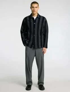 Selected SLHTONY WAFFLE STRIPE OVERSHIRT - Jackor & rockar SKY CAPTAIN Clearance