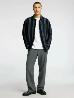 Selected SLHTONY WAFFLE STRIPE OVERSHIRT - Jackor & rockar SKY CAPTAIN Clearance