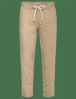 Mango Slim-fit trousers with drawstring - Linnebyxor LIGHT BEIGE Outlet