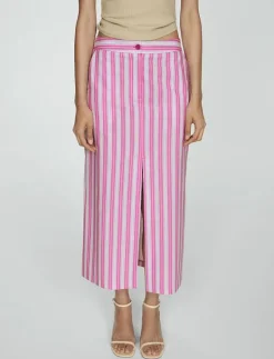 Slit striped skirt - Midi kjolar|Mango Outlet