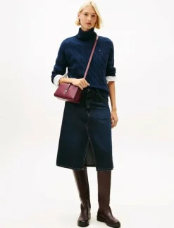 Tommy Hilfiger SOFT WOOL CABLE ROLL-NK LS SWT - Polotröjor DARK NIGHT NAVY Sale