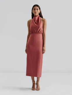 Solange open back halterneck midi dress - Midiklänningar|Malina Sale