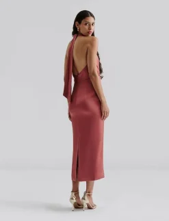 Solange open back halterneck midi dress - Midiklänningar|Malina Sale