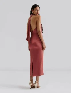 Solange open back halterneck midi dress - Midiklänningar|Malina Sale
