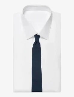 AN IVY Solid Cotton Tie - Slipsar NAVY New
