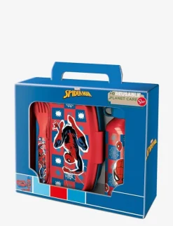 SPIDERMAN, 4-pcs. lunch box/alu bottle/spoon+fork - Lunchlådor|Euromic Hot