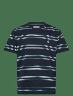 Original Penguin S/S MULTI STRIPE TEE - Kortärmad t-shirt DARK SAPPHIRE Sale