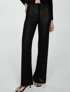 Straight knitted trousers - Raka byxor|Mango Online