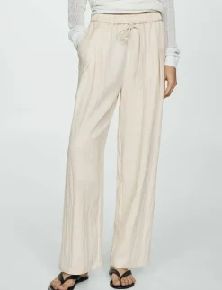 Mango Straight lyocell trousers - Raka byxor LIGHT BEIGE Sale
