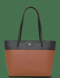 Striped Leather Medium Karly Tote Bag - Shoppers|Lauren Ralph Lauren Hot