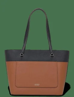 Striped Leather Medium Karly Tote Bag - Shoppers|Lauren Ralph Lauren Hot