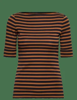 Striped Stretch Cotton Boatneck Tee - T-shirts|Lauren Ralph Lauren Online